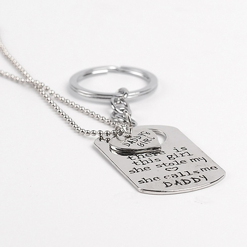 Bộ móc khóa và vòng cổ mặt khắc chữ giản dị thời trang