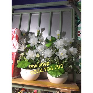 1 Chận sen pha lê trắng 50cm Bạch Liên 9 hoa