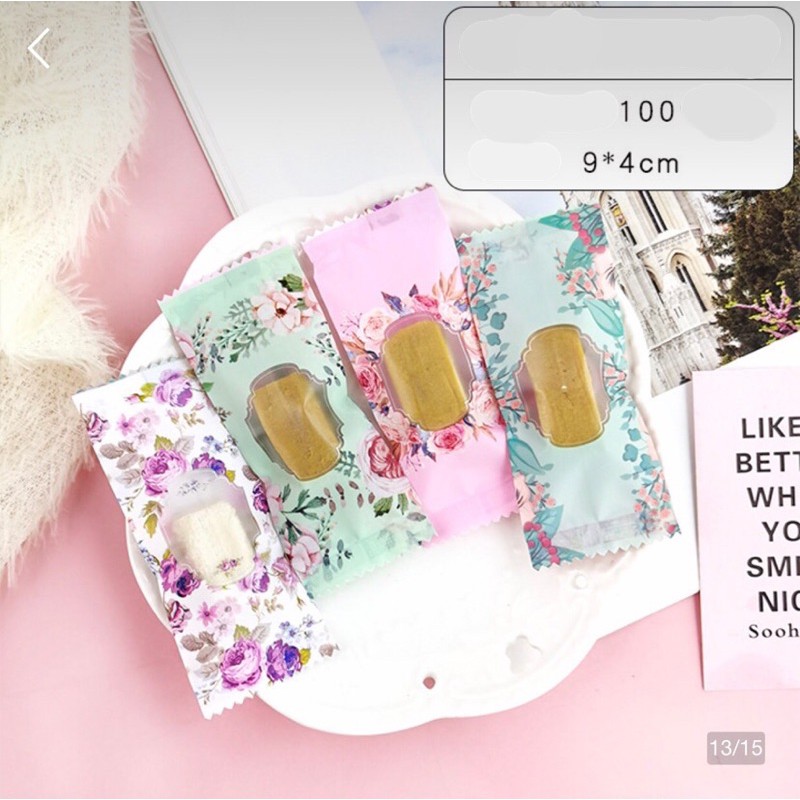 Túi kẹo nougat 4 mẫu hoa 100 cái (2486)