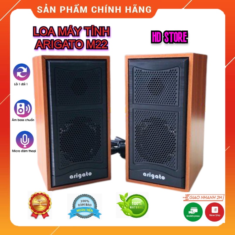 Loa Máy Tính Vi Tính Latop Mini Để Bàn, Siêu Bền Vỏ Arigato M22- Âm Thanh Hay Sống Động, Thiết Kế Tinh Tế Đẹp Mắt