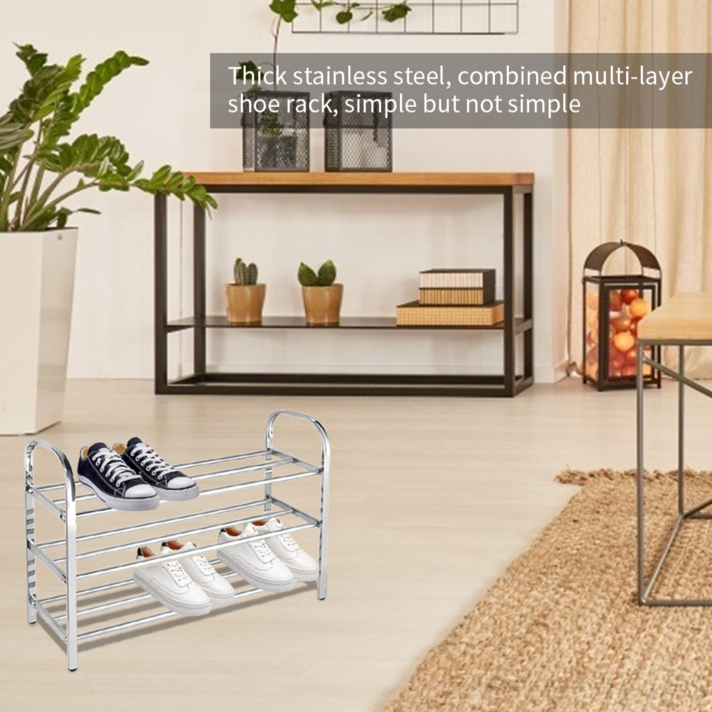 Shoes Rack Organizer Multi-layer Stainless Steel Shoe Tower Storage Shelf for Living Room Doorway doublelift store