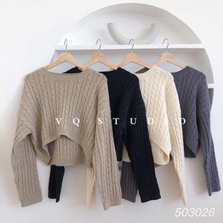 áo len croptop lông thỏ