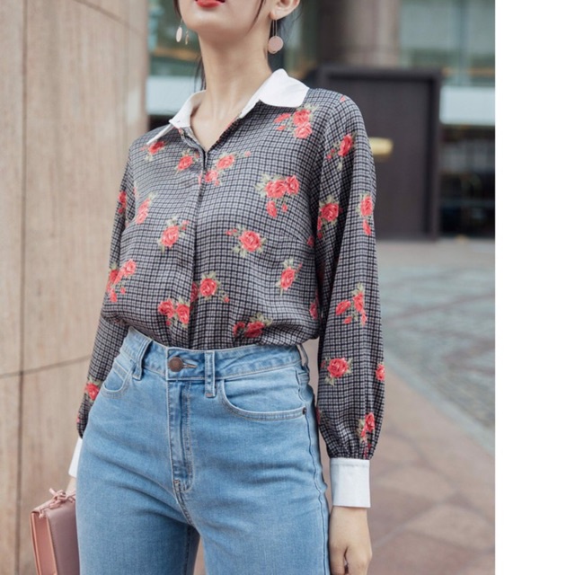 Áo Sơ Mi Lụa Tuyết Hoa Tiwon