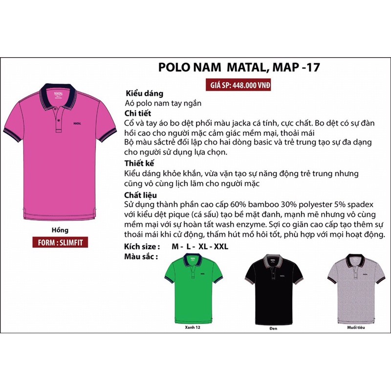 xả áo polo Matal sale 60%