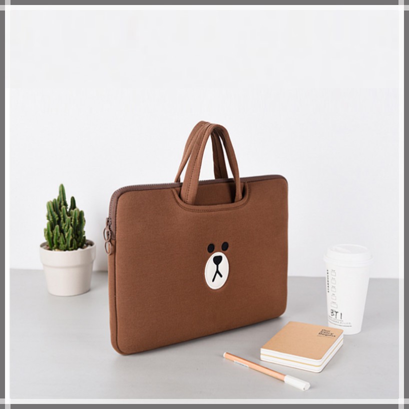 Túi chống sốc laptop Macbook gấu Brown Hàn Quốc có quai cầm