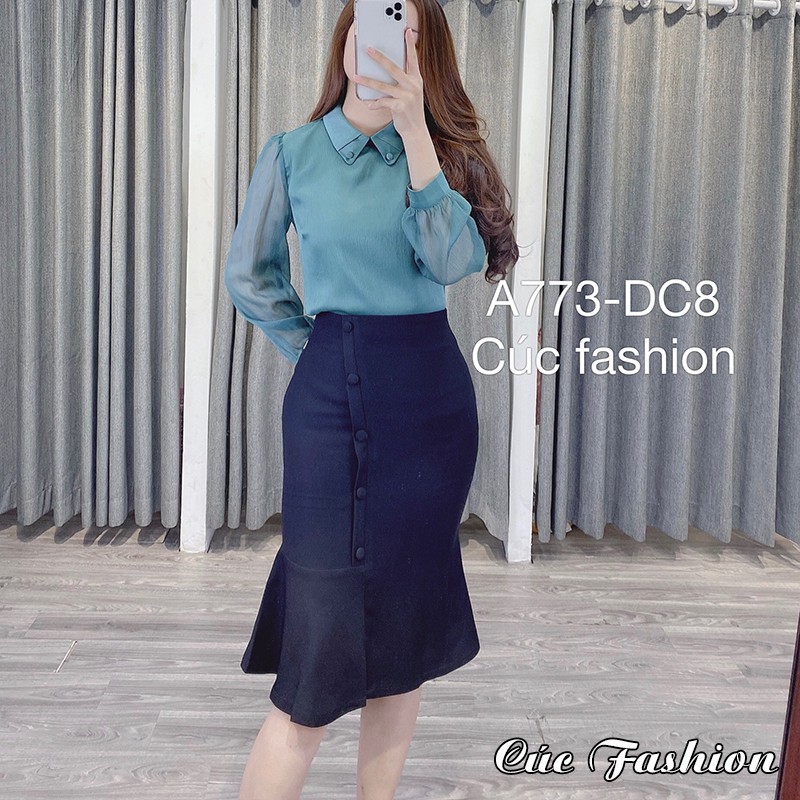 Áo sơ mi nữ Cúc Fashion sơmi kiểu ngắn tay lỡ họa tiết cao cấp thời trang công sở hoa cổ ren trắng be xanh đẹp A1048