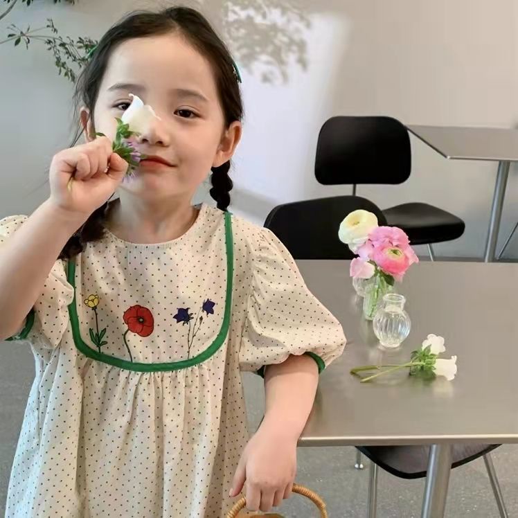 Đầm Công Chúa Dáng Dài Vải Cotton Thời Trang Hàn Quốc Mùa Hè Cho Bé Gái 5