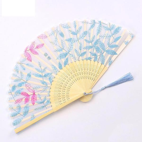 Quạt cổ trang điệp luyến hoa xanh quạt xếp cầm tay phong cách Trung Quốc