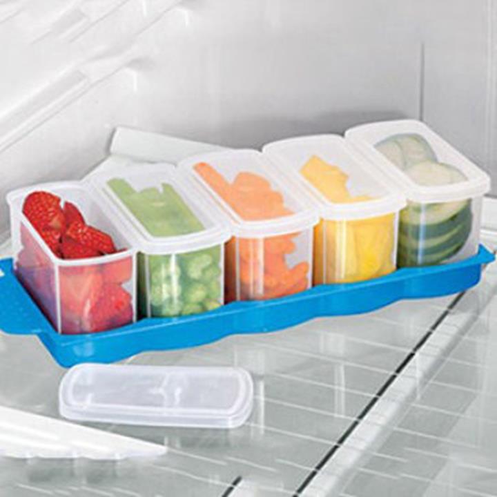 Bộ 5 hộp bảo quản thực phẩm tủ lạnh có nắp chính hãng Tashuan - BX2488