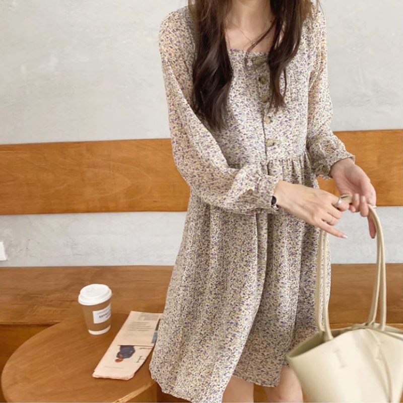Đầm Ngắn In Hoa Kiểu Hàn Quốc Thiết Kế Ngọt Ngào Cho Nữ