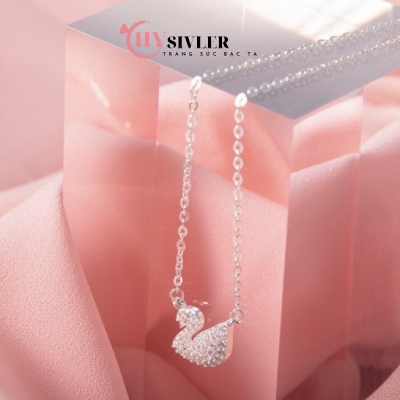 Dây chuyền bạc ta thiên nga nạm đá sáng đẹp dây chuyền nữ bạc thật