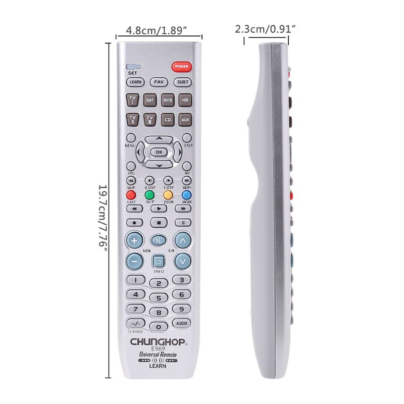 Điều Khiển Từ Xa Trọng Lượng Nhẹ 8 Trong 1 Cho TV PVR VDO DVD SAT AUD
