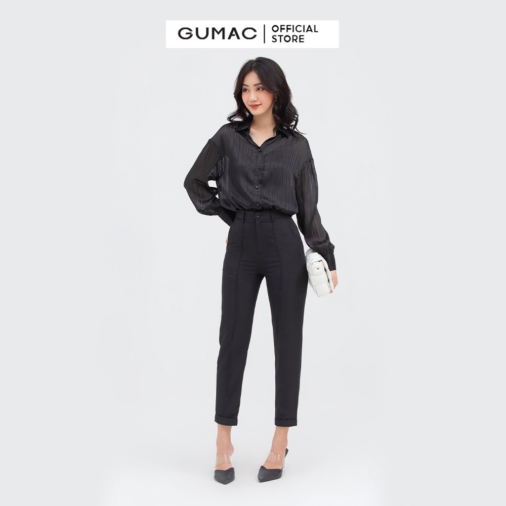 Quần tây nữ gập lai GUMAC dáng ôm màu đen QB878 | WebRaoVat - webraovat.net.vn