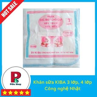 Khăn Sữa 3lớp 4 lớp Cho Bé Sơ Sinh KIBA (Túi 10 cái)