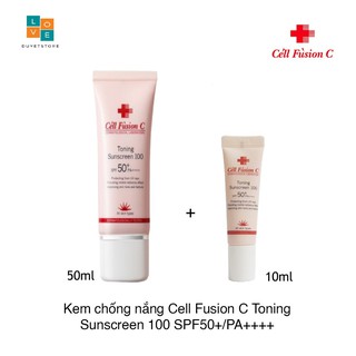 (Mẫu mới) [Mua 1 tặng 1] Kem Chống Nắng Nâng Tông Da Cell Fusion C Toning Sunscreen 100 SPF50+ PA +++ 50ml + 10ml