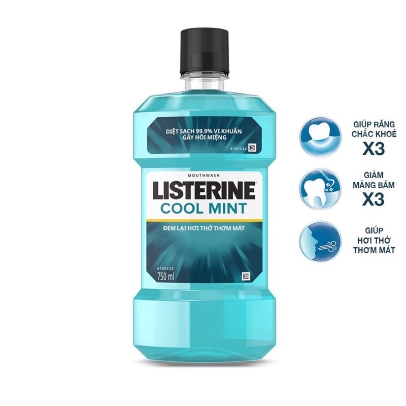 Nước súc miệng LISTERINE Thái Lan chai 750ml tặng chai 250ml