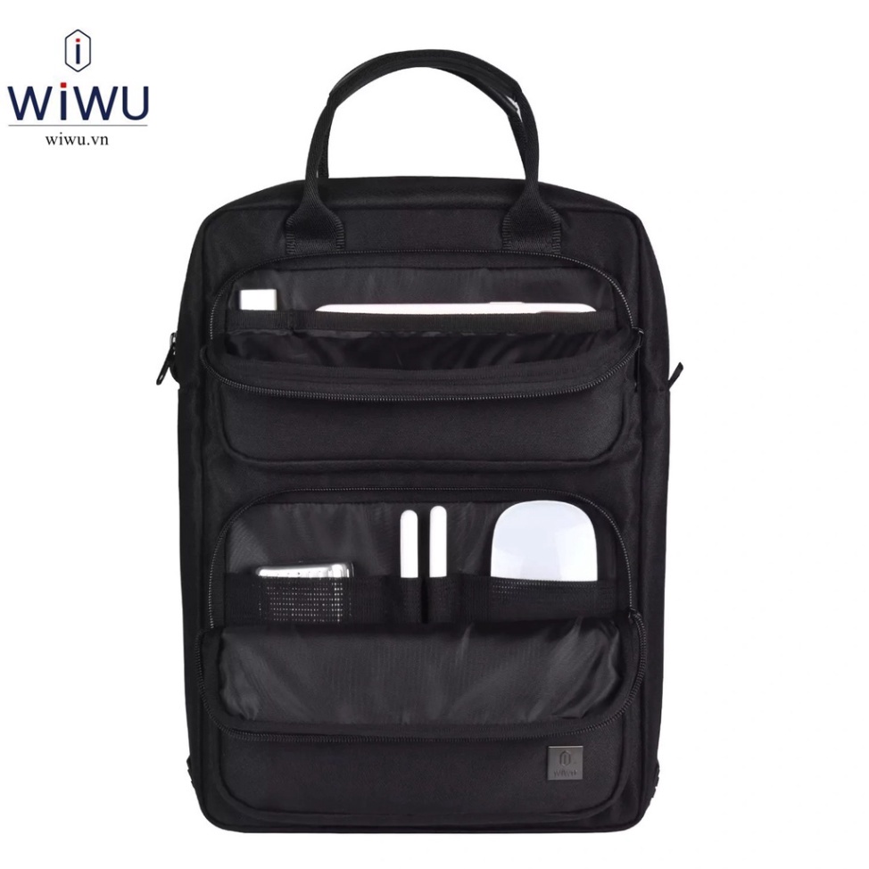 Túi sách dọc Wiwu Alpha Vertical Layer Bag cho Mac-book 14. 2 inch M1,  Laptop 14 inch,  Có quai đeo chính hãng cao cấp