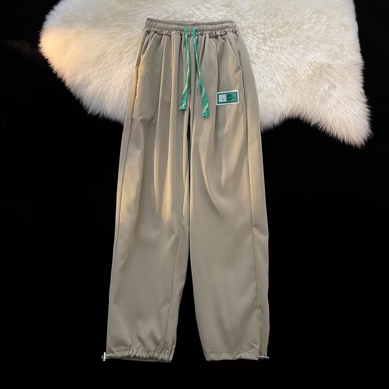 Quần ống rộng Vải Lụa Lạnh Mỏng Màu Trơn Thời Trang Đường Phố Mỹ 2022 Chất Lượng Cao Cho Nam