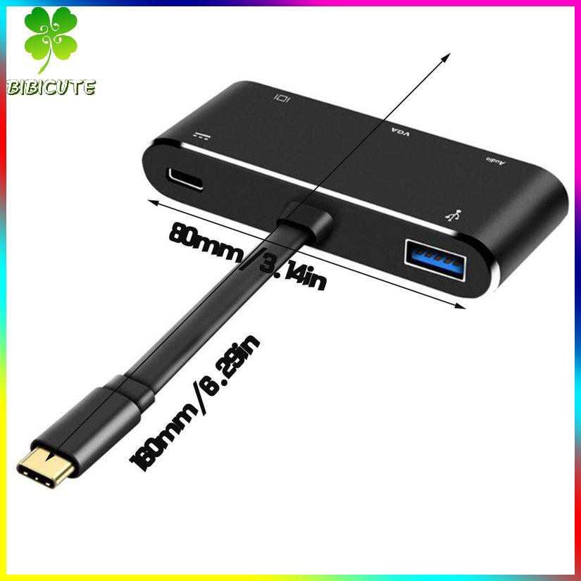 [Fast delivery]5 In 1 USB Type C To HDMI-compatible VGA USB Headphone Hub Multiport Adapter