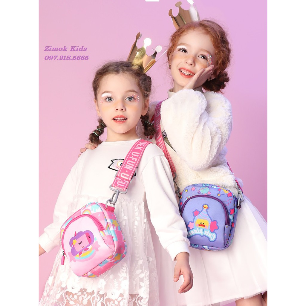 Túi đeo chéo UEK cho bé trai bé gái từ 12 tháng đến 10 tuổi siêu hình ngựa pony, mèo tím, thỏ hồng cute chính hãng UEK