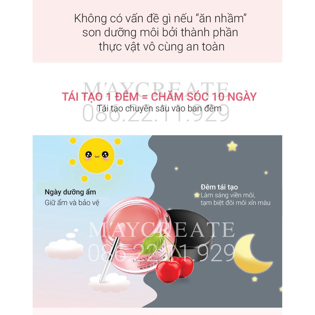 Mặt Nạ Ngủ cho Môi Cherry Maycreate Hàng Nội Địa Trung.