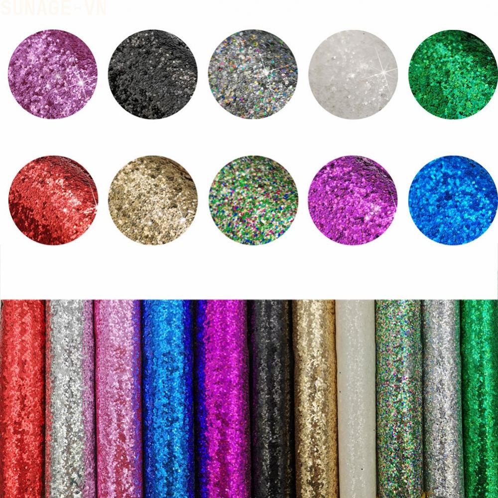 Tấm Vải Da PU Dày Dặn Lấp Lánh Dùng Làm Đồ Thủ Công DIY