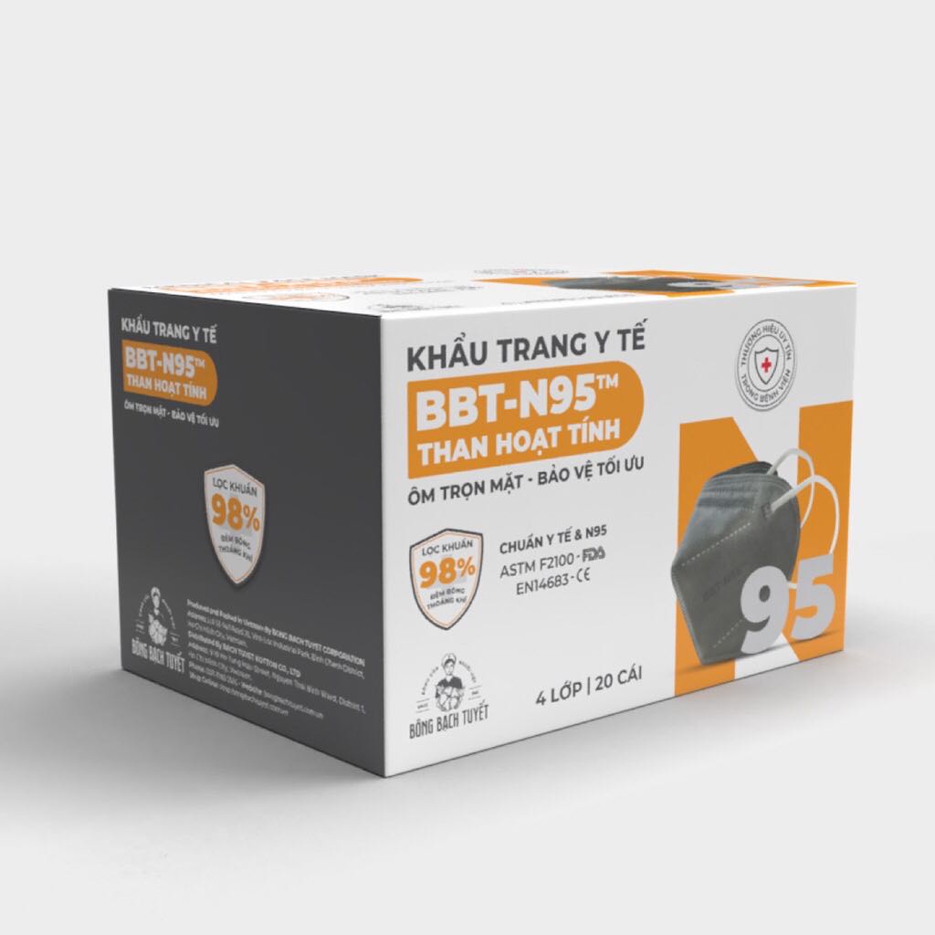 Khẩu trang y tế Bông Bạch Tuyết 4 lớp BBT - N95 (Hộp 20 cái)