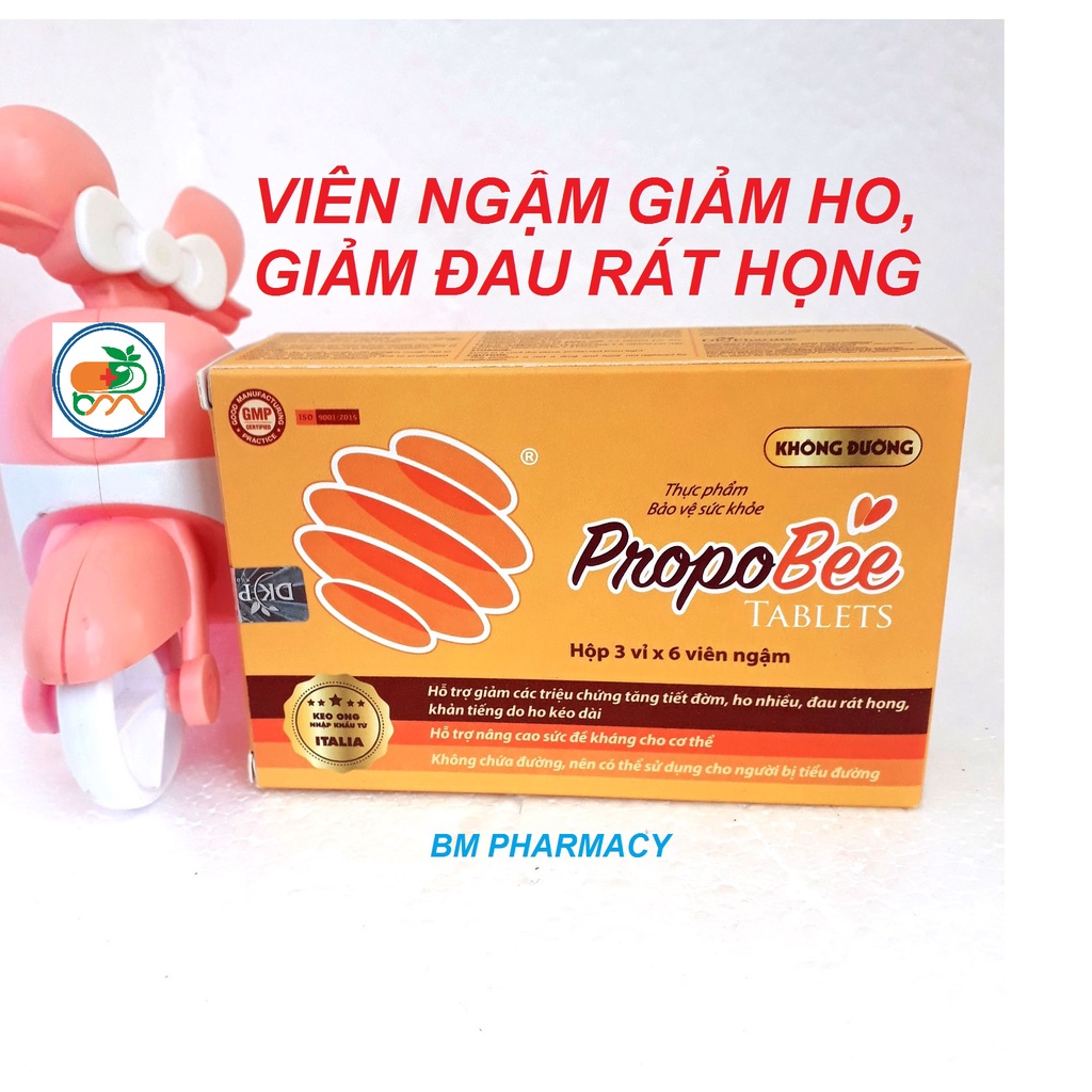 Viên ngậm keo ong PropoBee, hỗ trợ giảm ho, giảm đau rát họng, khản tiếng do ho kéo dài; giảm triệu chứng tăng tiết đờm