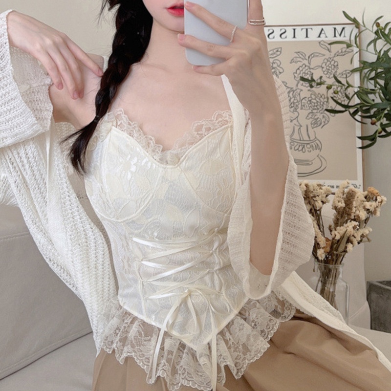 Áo Lót Hai Dây Phối Ren Hở Lưng Phong Cách Cổ Điển Quyến Rũ Dành Cho Nữ