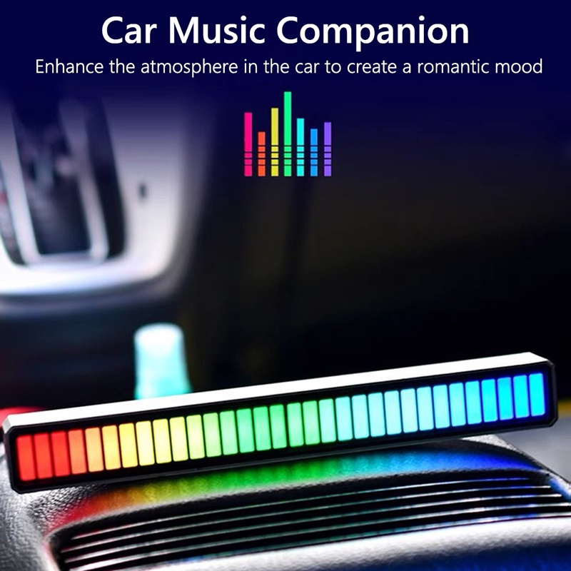 Đèn chiếu dải màu RGB có thể sạc lại USB 32LED Có giọng nói Kích hoạt ánh sáng ban đêm Nhịp điệu Âm nhạc nhẹ Khí quyển
