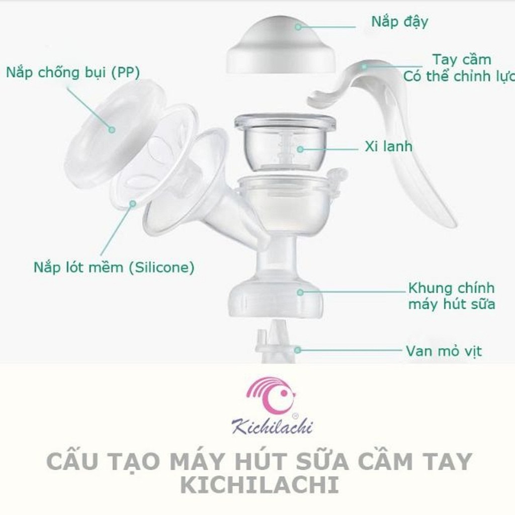 Máy Hút Sữa Bằng Tay kichilachi nhật bản (Tặng 6 túi trữ sữa 100ml) , hút sữa cầm tay công nghệ nhật bản hàng loại 1