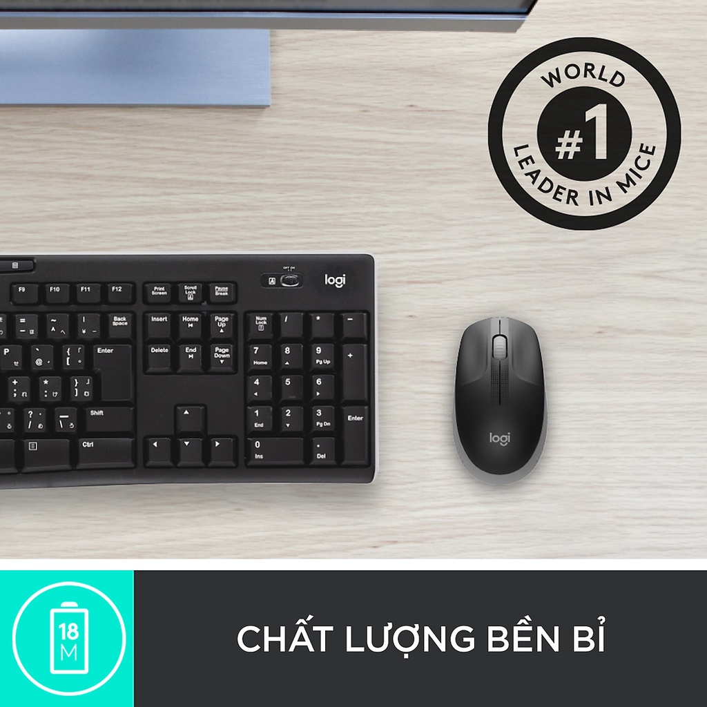 Chuột không dây Logitech M191 thiết kế đối xứng dùng được cả 2 tay - Hàng chính hãng