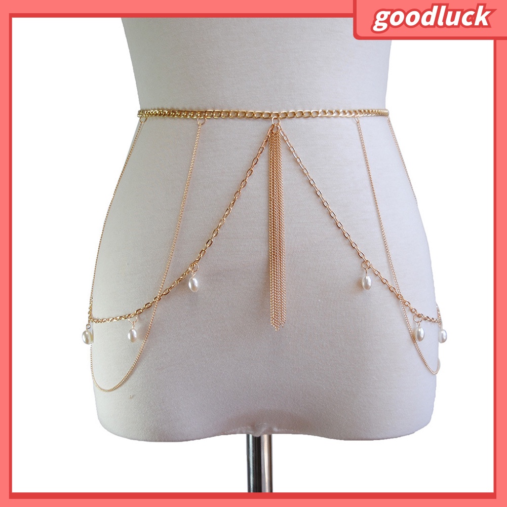 Thắt Lưng Dây Xích Nhiều Lớp Đính Ngọc Trai Giả Gợi Cảm Cho Nữ