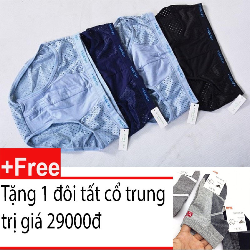 Bộ 05 quần lót nam thông khá xuất Nhật+Tặng một đôi uni cổ ngắn