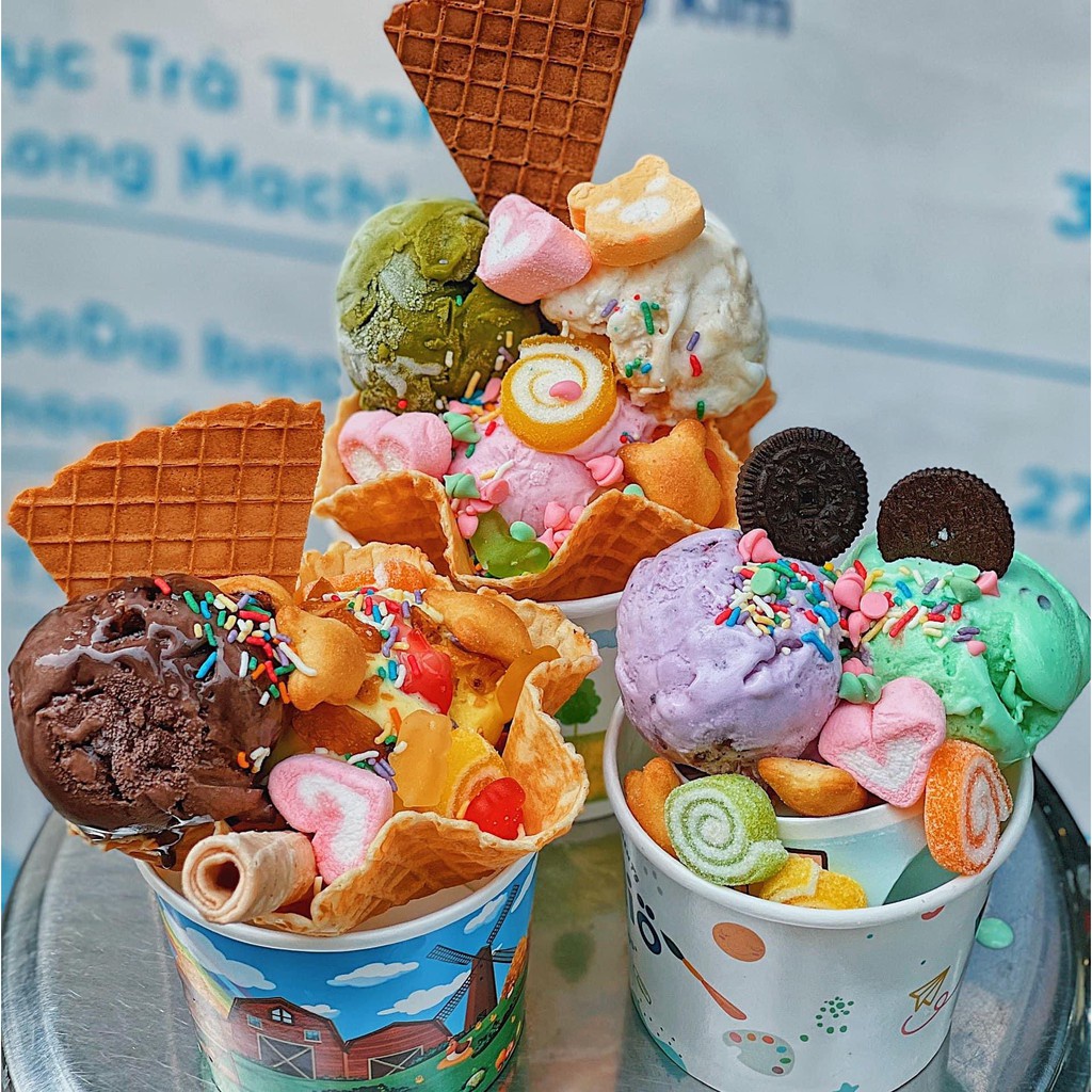 Kem tươi Bếp xíu xiu, Set nguyên liệu Gelato 3 vị Socola, Matcha, Vani làm kem ngay tại nhà