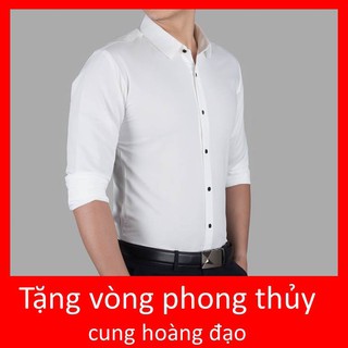Freeship Áo sơ mi công sở vải không nhăn áo sơ mi trơn dài tayquần âu giá rẻ quần âu ống côn màu trắng cúc đen lạ đẹp