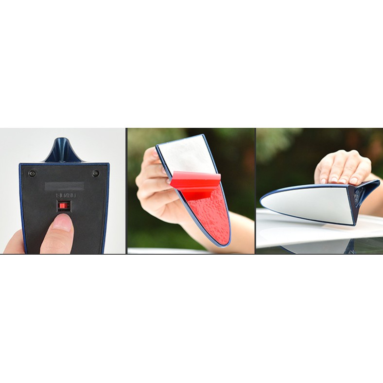 Vây Cá Mập TRANG TRÍ 8 Led Pin Mặt Trời KHÔNG CÓ ĂNG TEN Xe Hơi Nháy Các Chế ĐỘ