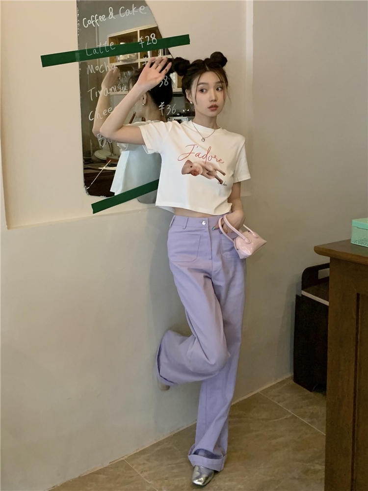 Áo Thun Nữ Tay Ngắn In Hình Heo Nhìn Ra Ngoài 50925