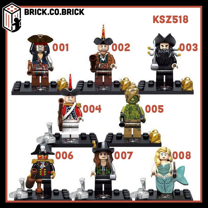 KSZ518 (CÓ SẴN) - Đồ chơi lắp ráp minifigure và non lego mô hình cướp biển Pirates of The Caribbean kèm phụ kiện chất.