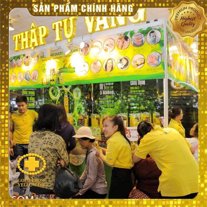 Dầu thảo dược THẬP TỰ VÀNG Thái Lan DẠNG CÙ LÀ 25cc [ ĐAU NHỨC XƯƠNG KHỚP ] [Chính Hãng GOLD CROSS YELLOW OIL THAILAN