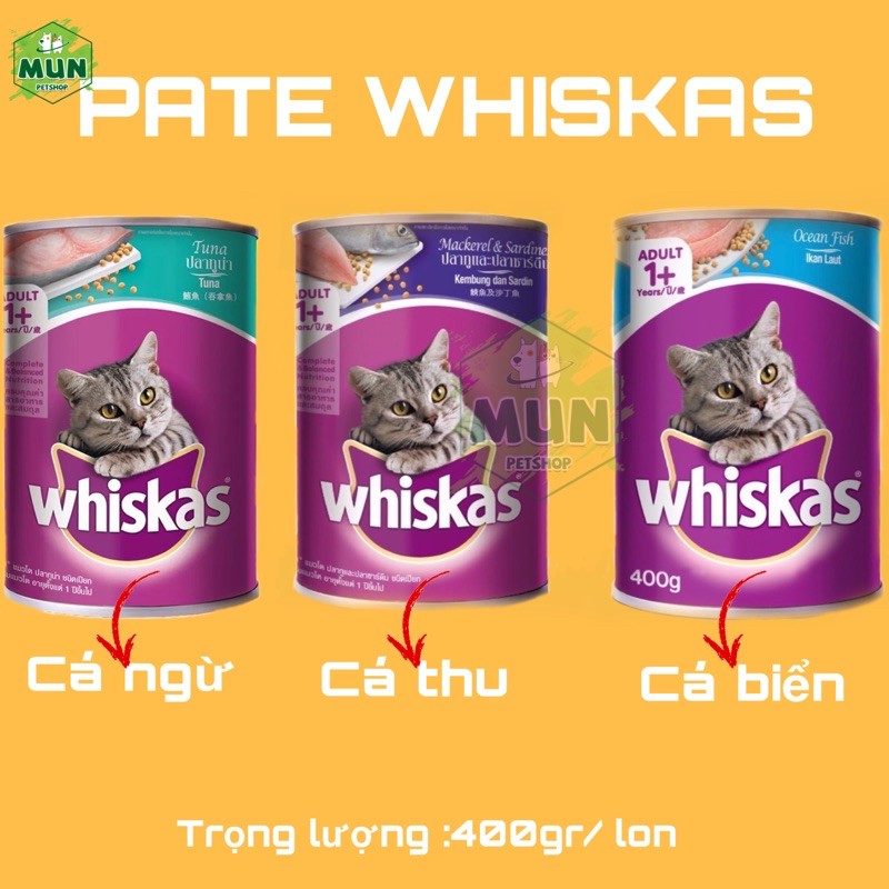 Pate Whiskas cho mèo lon 400gr