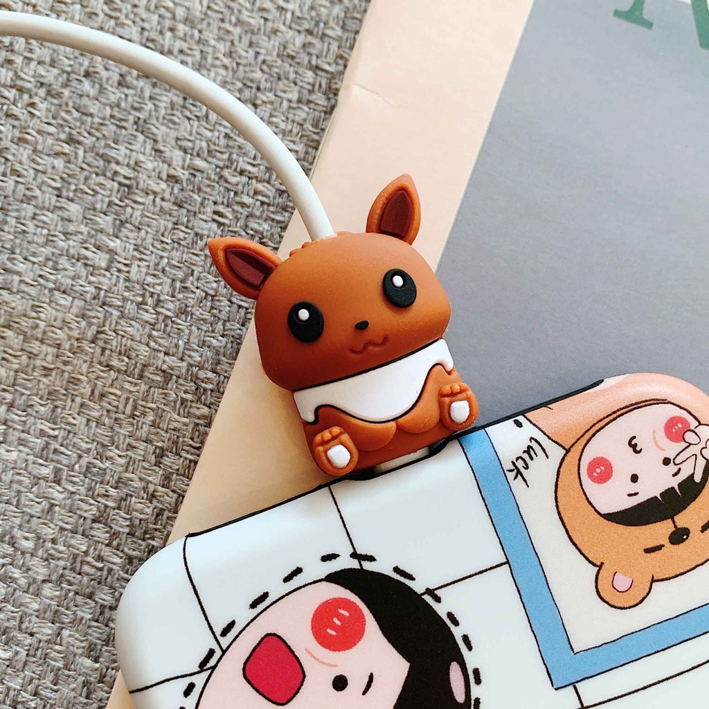 Phụ Kiện Bảo Vệ Dây Cáp Hình Thú 3D Dễ Thương Cho iPhone Android