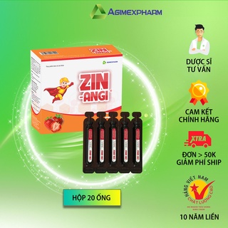 Siro Kẽm + Vitamin C - tăng sức đề kháng trẻ em ZIN-ANGI - Hộp 20 ống uống 10 ml [CHÍNH HÃNG - GIÁ GỐC]