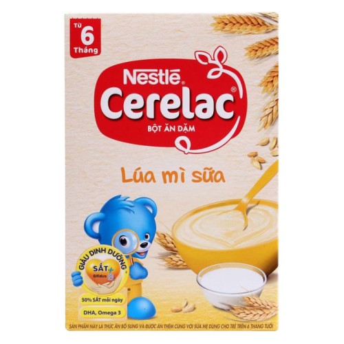 [Tặng Lục Lạc Gấu Cầm Tay] Combo 2 Hộp Bột Ăn Dặm Nestlé Cerelac Cá Rau Xanh Và Lúa Mì Ít Đường 200g/Hộp: