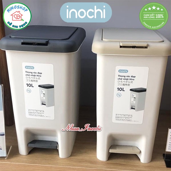 [4 Size] Thùng Rác Nhựa Đạp Chân Inochi Chữ Nhật 10L 15L 20L 30L, Thùng Đựng Rác Gia Đình, Văn Phòng Tiện Ích