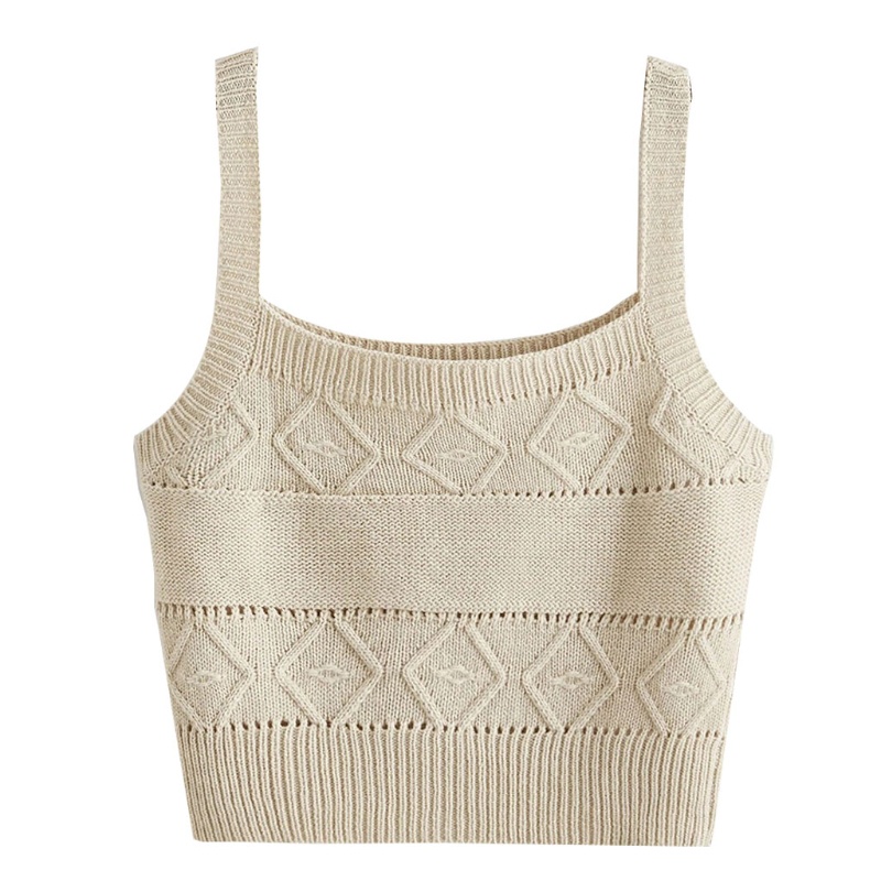 Áo croptop dệt kim hai dây màu sắc đơn giản thời trang mùa hè cho nữ