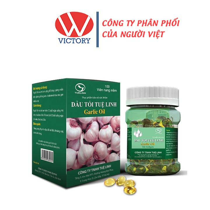 Viên Uống Dầu Tỏi Tuệ Linh (Hộp 100 Viên) - Hỗ Trợ Giúp Giảm Mỡ Máu - Victory Pharmacy