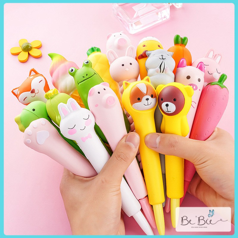 Bút bi mực nước học sinh thân mút mềm hình thú, Bút bi cute BeBie - BP142