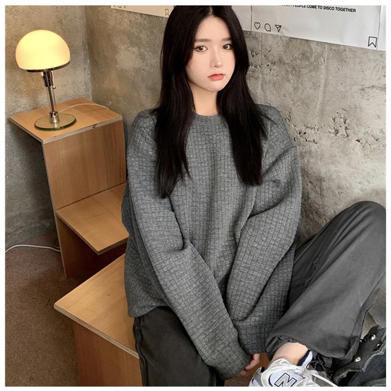 Áo sweater tay dài cổ tròn màu xám in chữ Hormones 2021 thời trang cho nữ | BigBuy360 - bigbuy360.vn
