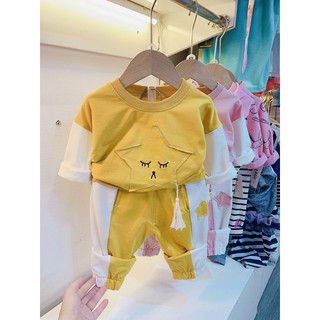 Bộ nỉ hình sao phối trắng cho bé